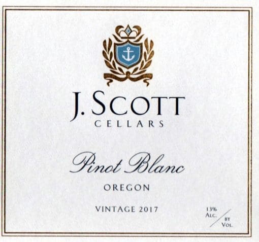 2021 J. Scott Cellars Pinot Blanc Willamette Valley, Oregon