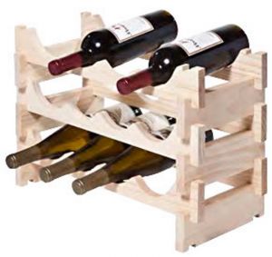 Wood Wine Rack, Natural Finish –  12 bottle (3 layers of 4 bottles)