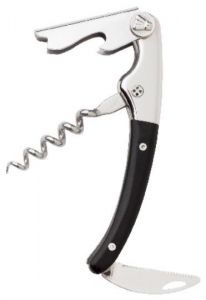 Clos Laguiole Waiter’s Corkscrew, Genuine Black Horn Handle, Black Leather Sheath, Black Box