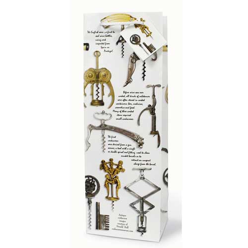 Antique Corkscrews – Paper Wine Bottle Gift Bag