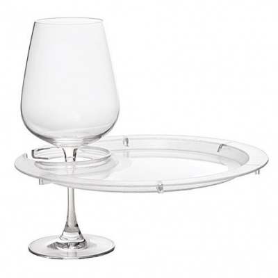 Wine Party Plates with Wine Glass Holder – Round or Square- Imprint