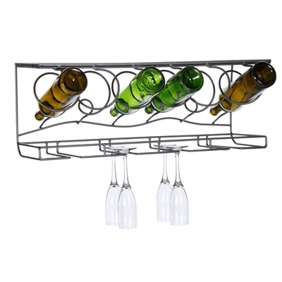 WINE BAR WALL RACK for Bottle and Glasses