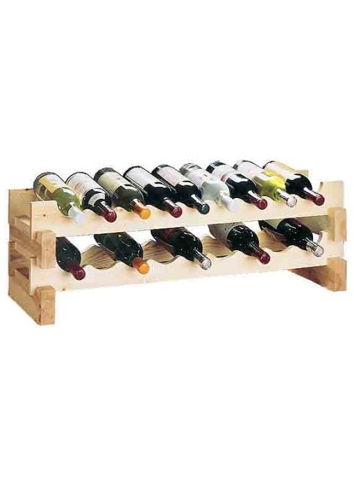 18 Bottle Scallop Rack, Natural finish