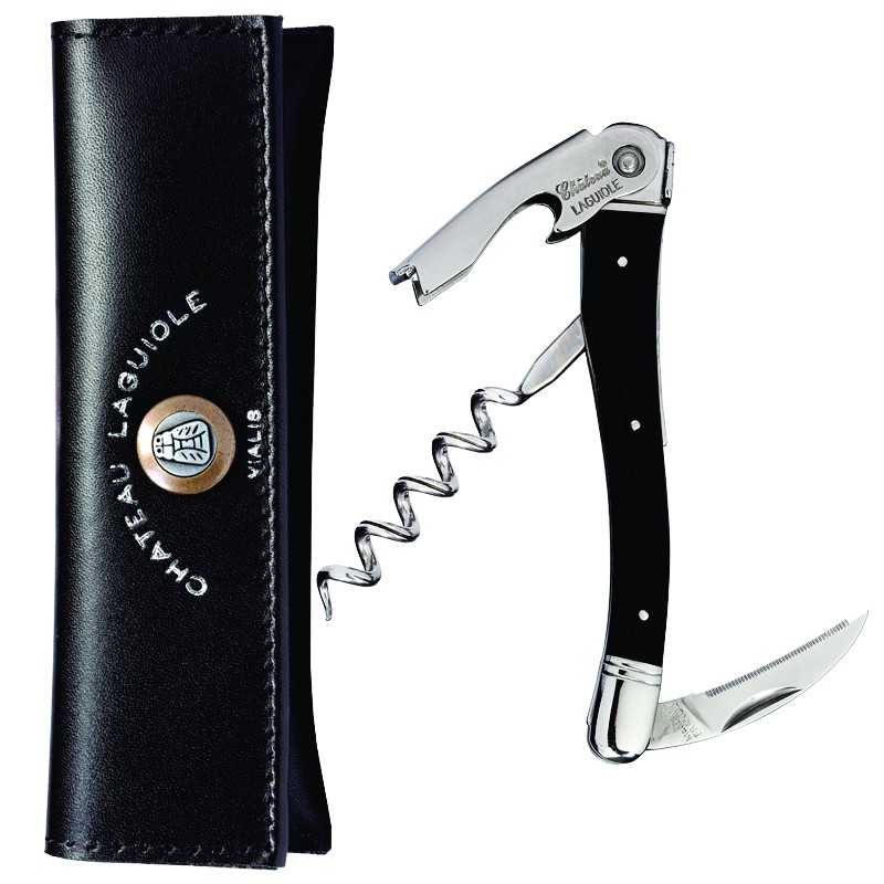 Chateau Laguiole Waiter’s Corkscrew – Black Horn Tip- Engrave