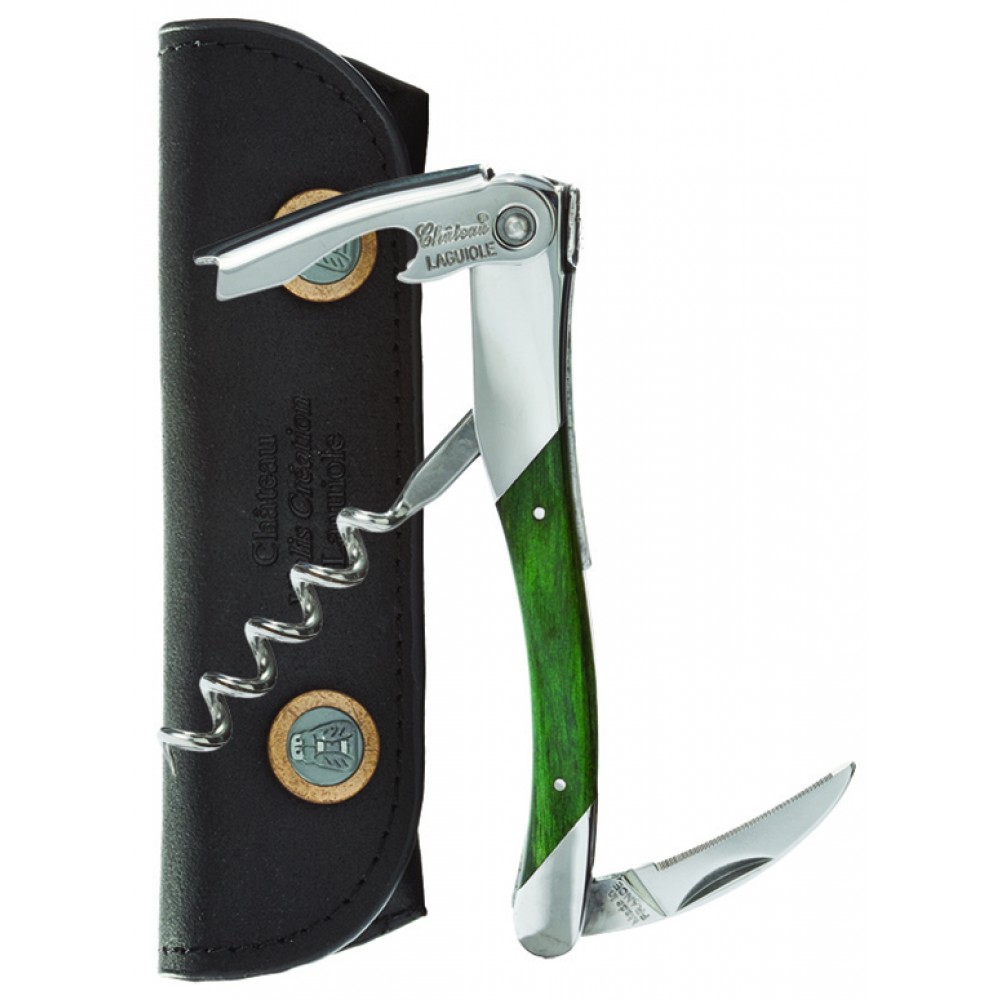 Chateau Laguiole Waiter’s Corkscrew – Green Stamina Wood- Engrave