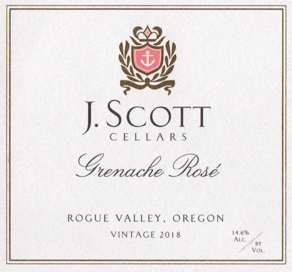J. Scott Cellars Grenache Rose 2018 Rogue Valley, Oregon