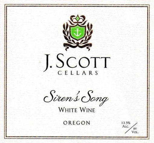 J. Scott Cellars Siren’s Song, Gewurtztraminer, Reisling, Muscat Oregon