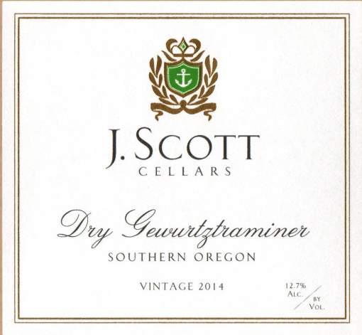 J. Scott Cellars Gewurtztraminer 2014 Southern Oregon, Oregon