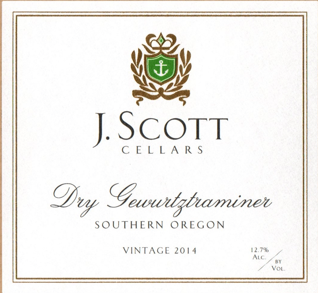 J. Scott Cellars Gewurtztraminer 2014 Southern Oregon, Oregon