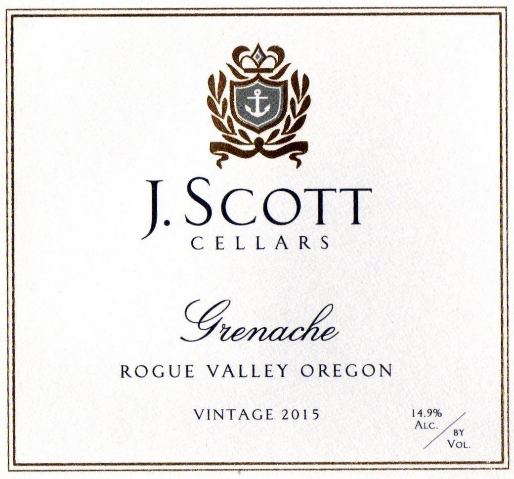J. Scott Cellars Grenache 2019 Rogue Valley, Oregon
